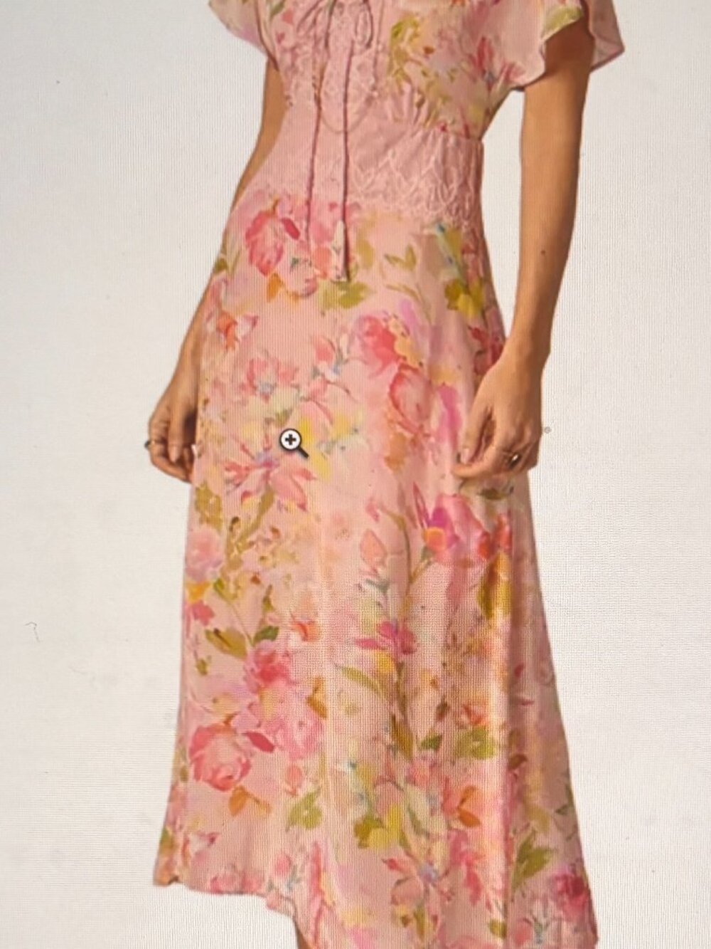 Adrianna Papell V-neck Lace Trimmed Satin Dress NWT